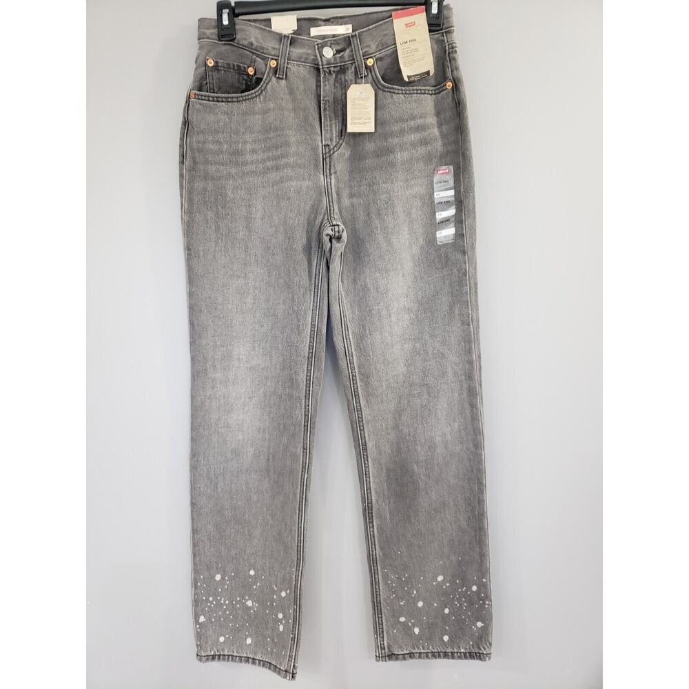 NEW Levis Size 28 Womens Low Pro Straight Jean Gray Splatter Acid Wash Bleach